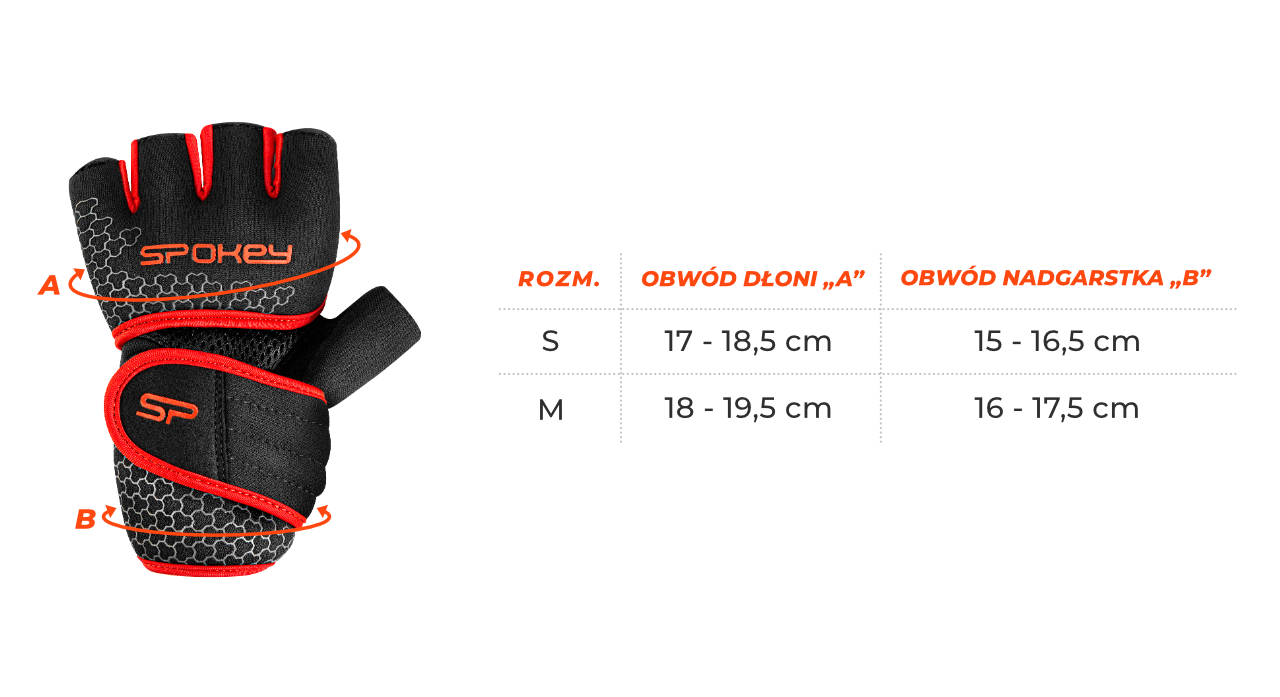 SPOKEY - Rękawice fitness do ćwiczeń czerwone