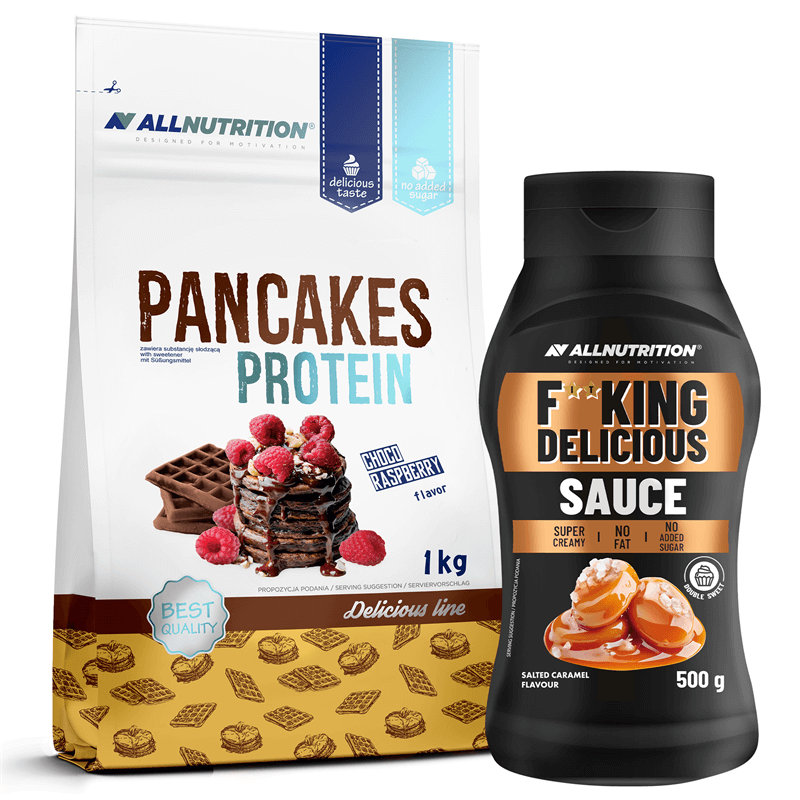 ALLNUTRITION Pancakes Protein 1000g + Fitking Delicious Sauce Salted Caramel 500g