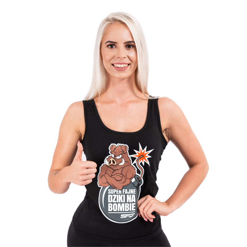 SFD NUTRITION TANK TOP Czarny "Super Fajne Dziki na Bombie" Damski