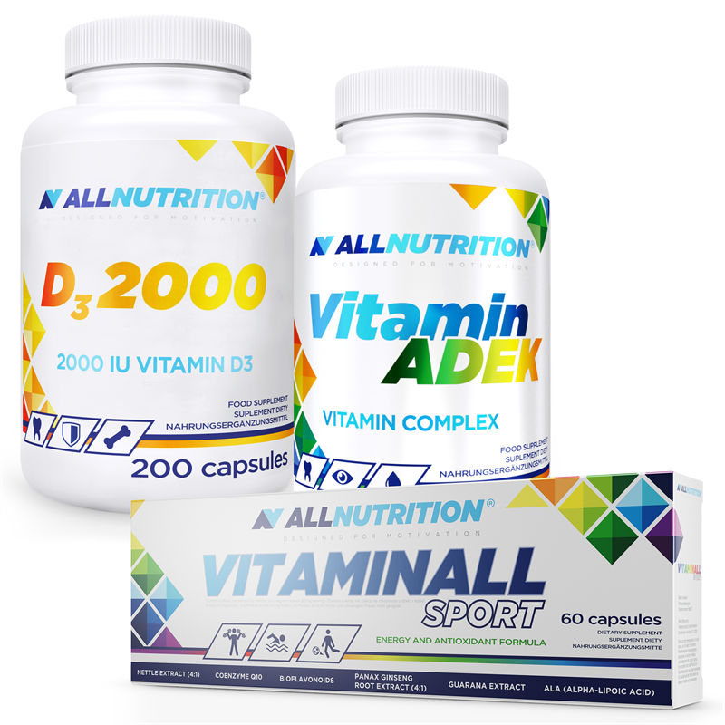 ALLNUTRITION Vitaminall Sport 60 caps + Vitamin ADEK 60caps +D3 2000 200softgels