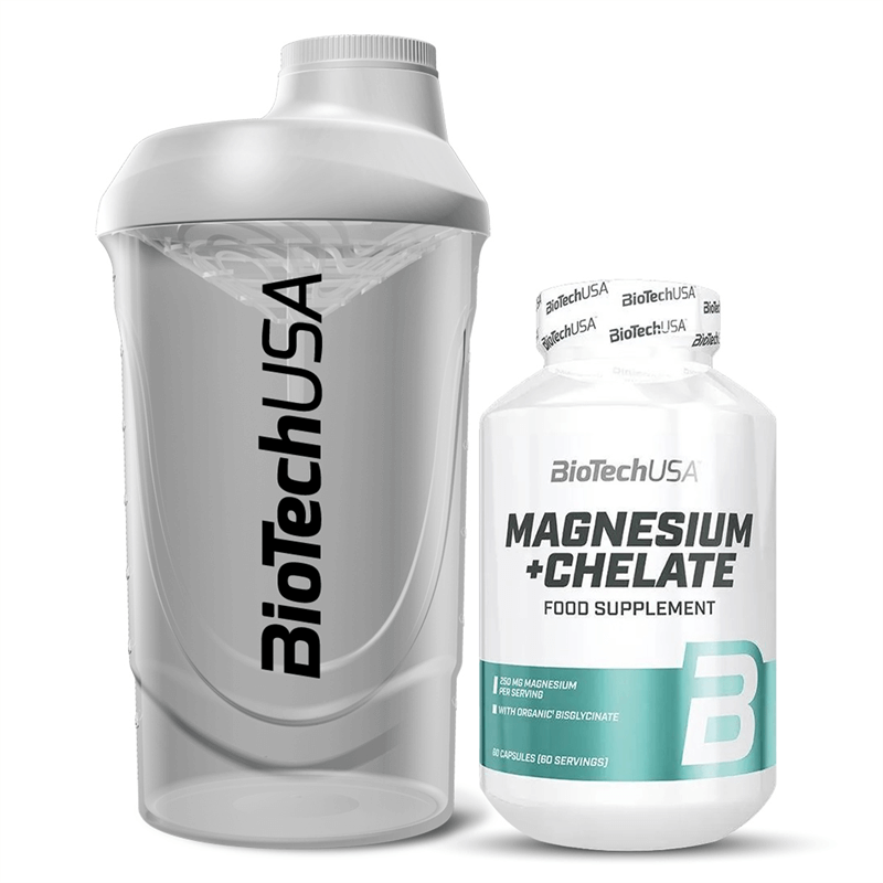 BioTechUSA Magnesium+Chelate 60caps + Shaker Gratis