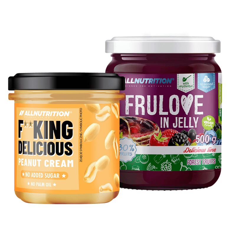 ALLNUTRITION Fitking Delicious Peanut Cream 350g + FRULOVE In Jelly Forest Fruits 500g