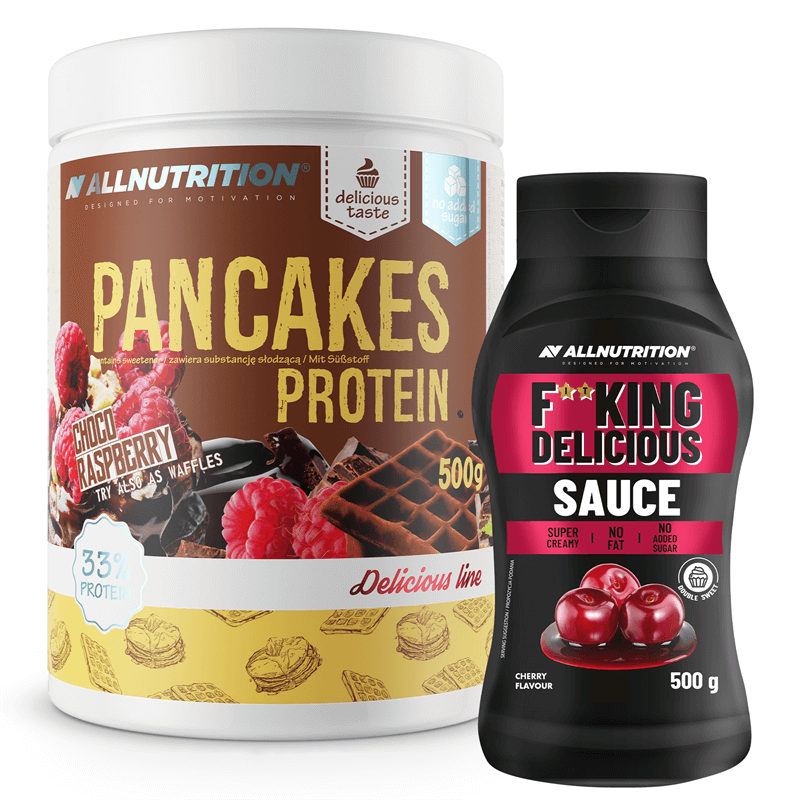 ALLNUTRITION Pancakes Protein 500g + Fitking Delicious Sauce Cherry 500g