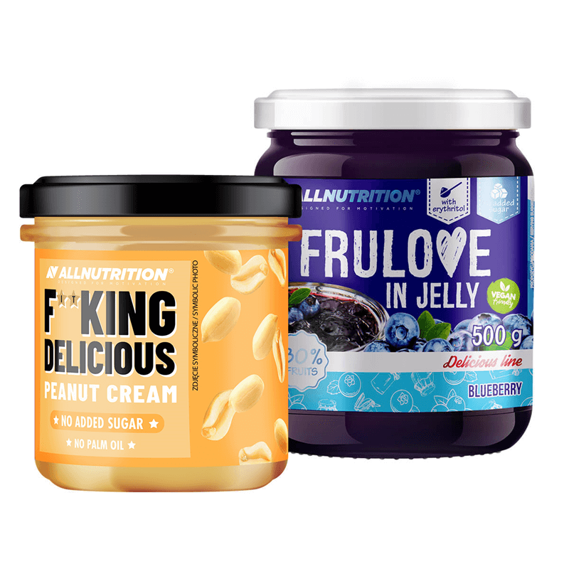 ALLNUTRITION Fitking Delicious Peanut Cream 350g + FRULOVE In Jelly Blueberry 500g