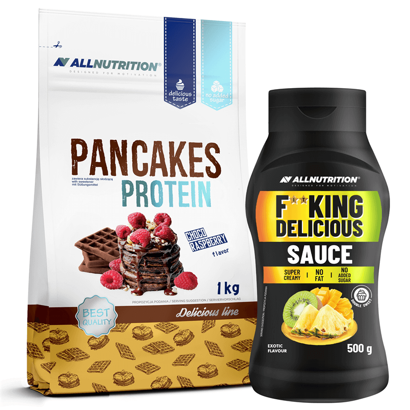 ALLNUTRITION Pancakes Protein 1000g + Fitking Delicious Sauce Exotic 500g
