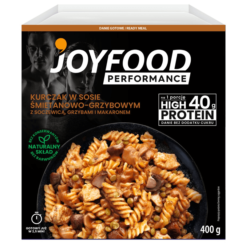 Joyfood Performance Kurczak w sosie śmietanowo – grzybowym z makaronem