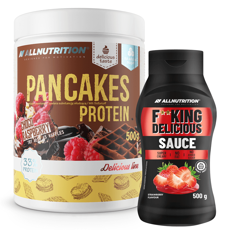 ALLNUTRITION Pancakes Protein 500g + Fitking Delicious Sauce Strawberry 500g