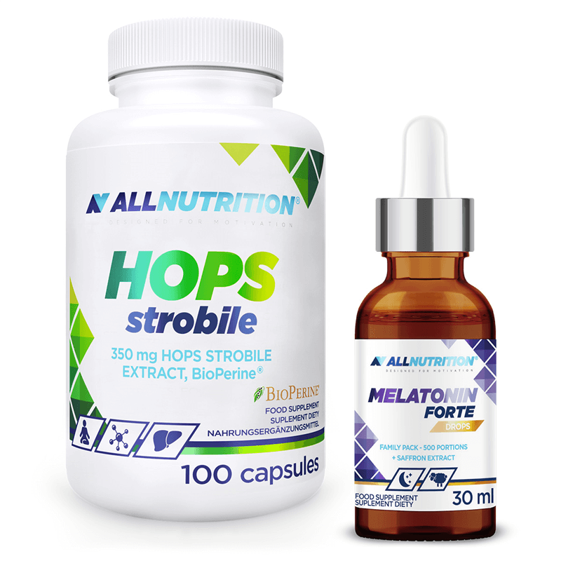 ALLNUTRITION Melatonin Forte Drops 30ml + Hops Strobile 100kaps