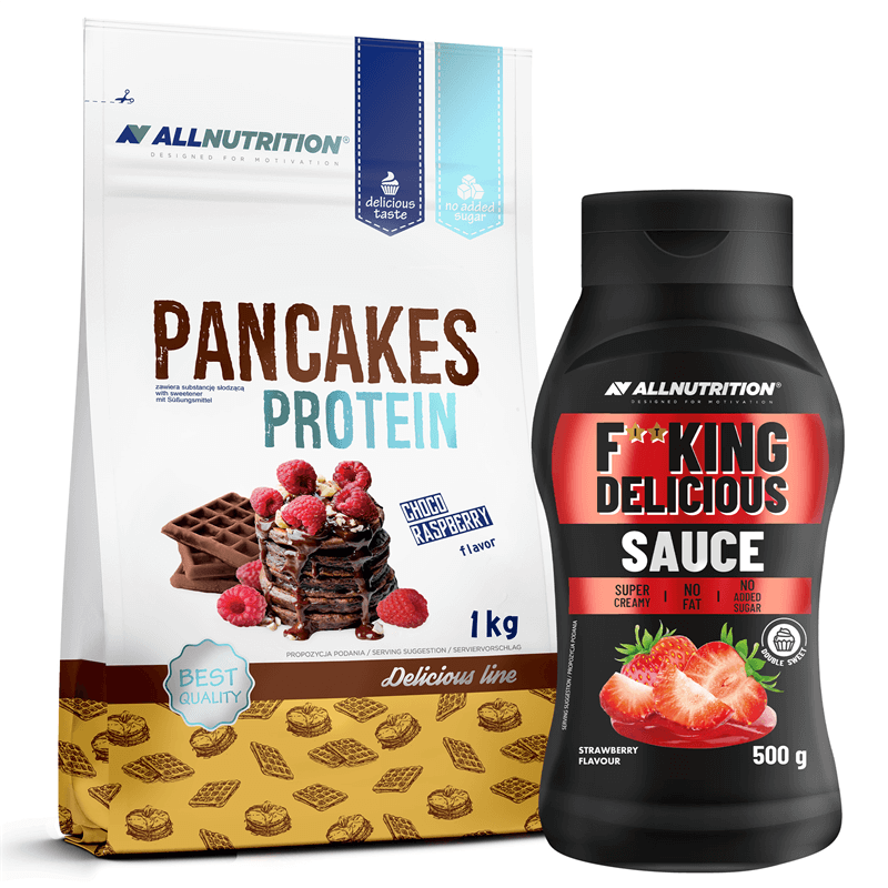 ALLNUTRITION Pancakes Protein 1000g + Fitking Delicious Sauce Strawberry500g