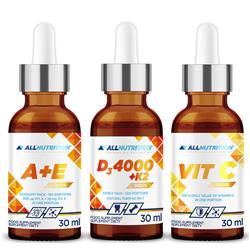 Witaminy A+E 30ml + Wiatamina D3 4000+K2 30ml + Witamina C 30ml