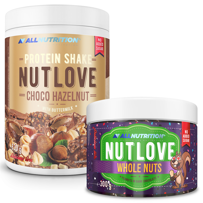 ALLNUTRITION NUTLOVE Protein Shake Chocolate Hazelnut 630g + Arachidy W Ciemnej Czekoladzie 300g GRATIS