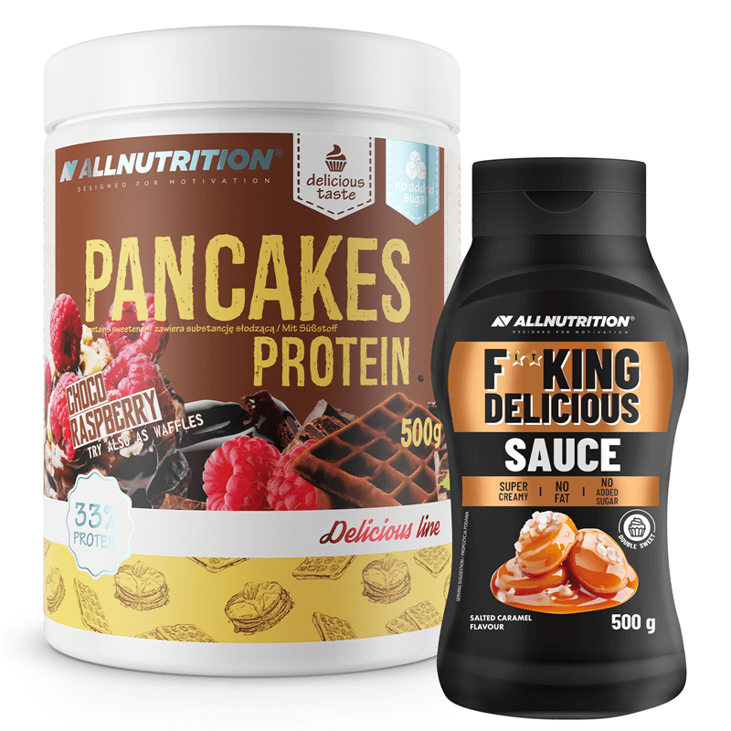 ALLNUTRITION Pancakes Protein 500g + Fitking Delicious Sauce Salted Caramel 500g