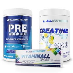Creatine 500g + Vitaminall Sport 60 kaps + Pre Workout 600g