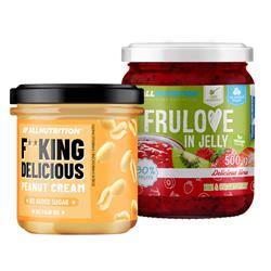 Fitking Delicious Peanut Cream 350g + FRULOVE In Jelly Kiwi & Strawberry 500g