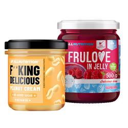 Fitking Delicious Peanut Cream 350g + FRULOVE In Jelly Raspberry 500g
