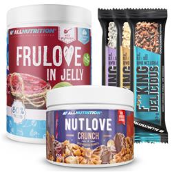 NUTLOVE CRUNCH 500g + FRULOVE In Jelly Cherry 1000g + 3x FITKING BAR 55g