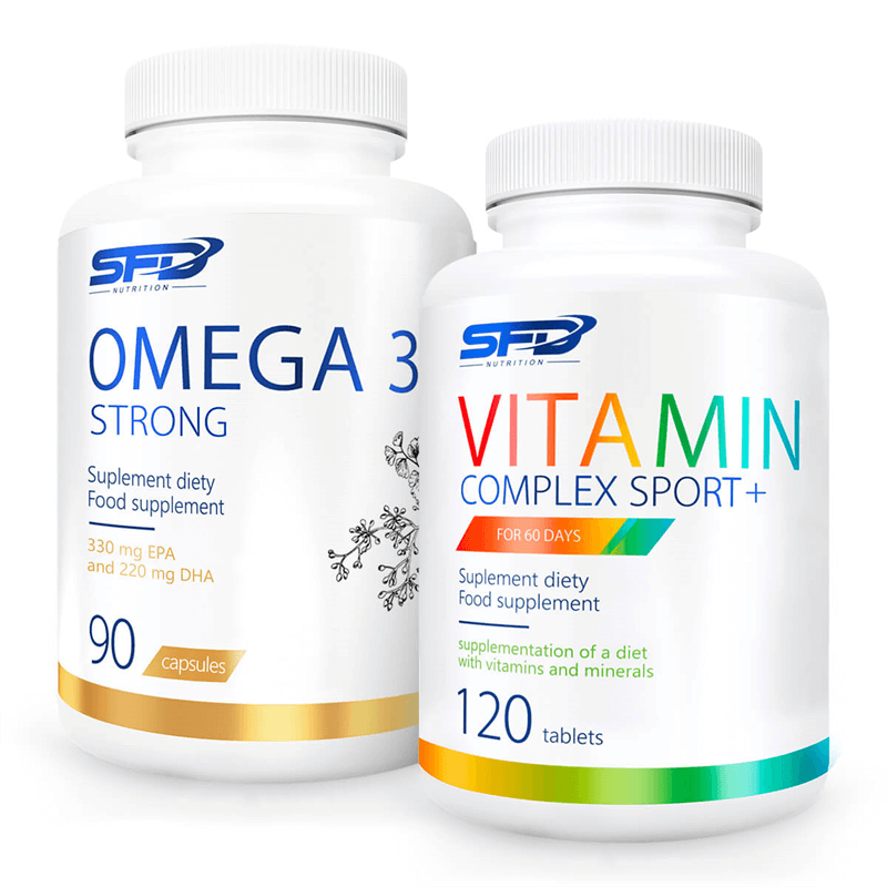SFD NUTRITION Omega 3 Strong 90softgels + VitaMin Complex Sport+ 120tabletek