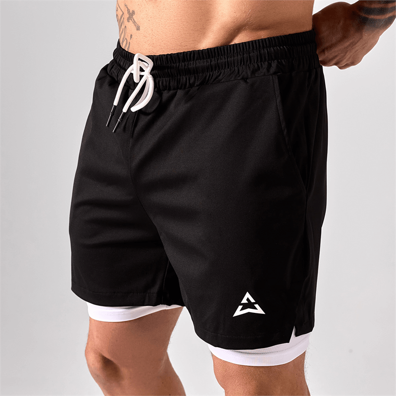 Allwear Spodenki 2w1 BLACK-WHITE