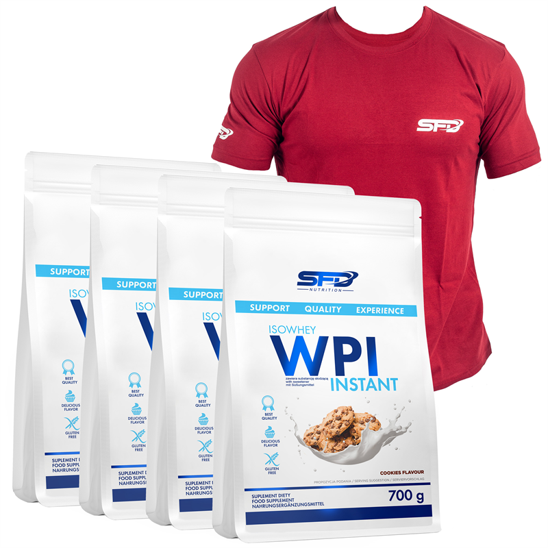 SFD NUTRITION 4x WPI Isowhey Instant + T-Shirt Athletic Bordowy GRATIS
