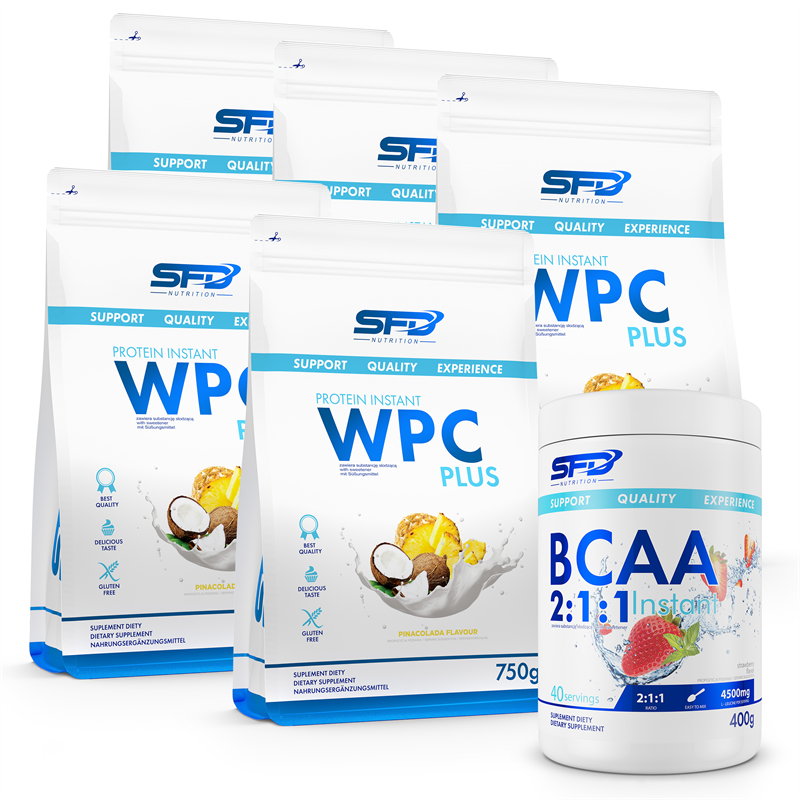 SFD NUTRITION 5x WPC Protein Plus 750g + BCAA 2:1:1 Instant 400g