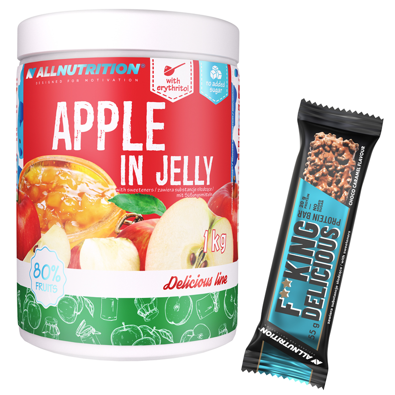 ALLNUTRITION Apple In Jelly 1000g + Fitking Delicious Protein Bar 55g GRATIS