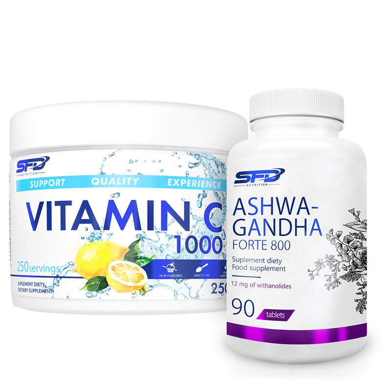 SFD NUTRITION Ashwagandha Forte 800 90tab + Vitamin C 250g Gratis