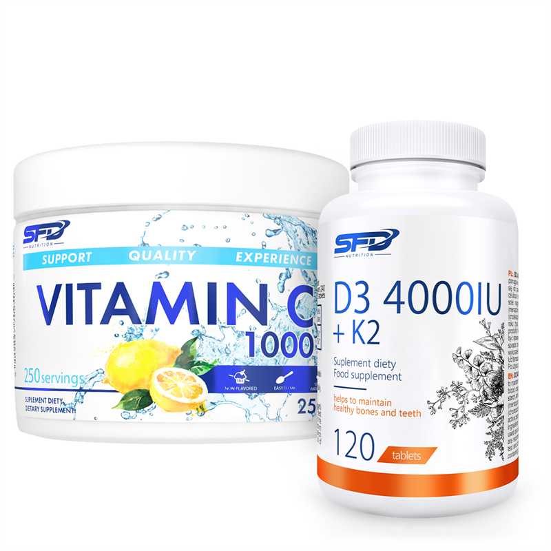 SFD NUTRITION D3 4000 + K2 120 tab + Vitamin C 250g Gratis
