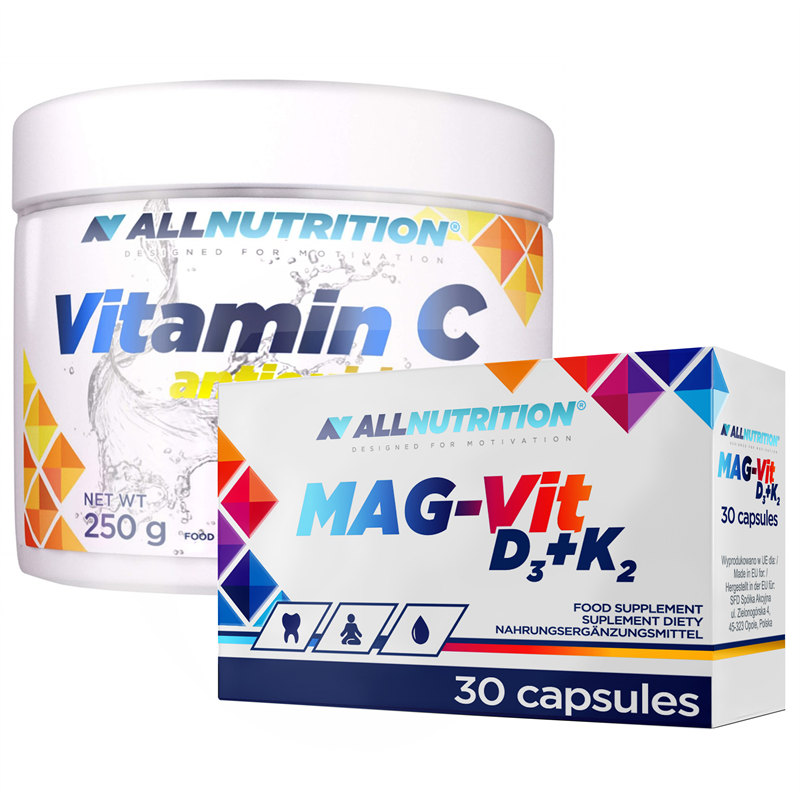 ALLNUTRITION Mag-Vit D3+K2 30kap + Vitamin C Antioxidant 250g
