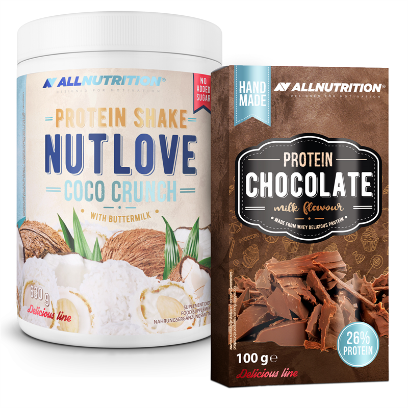 ALLNUTRITION NUTLOVE Protein Shake Coco Crunch 630g + Protein Chocolate 100g GRATIS