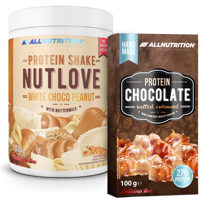ALLNUTRITION NUTLOVE Protein Shake White Choco Peanut 630g + Protein Chocolate 100g GRATIS