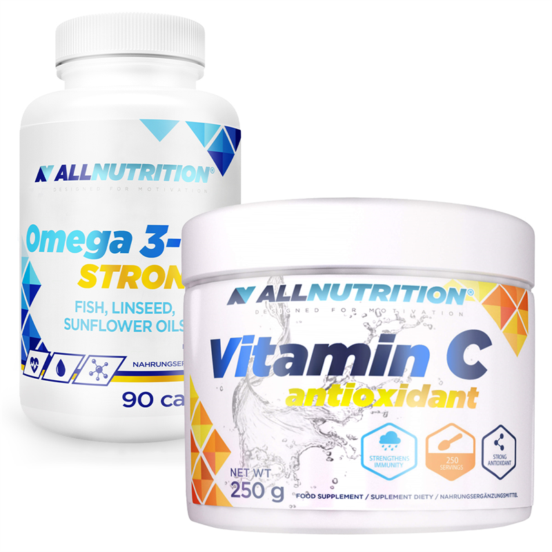 ALLNUTRITION Omega 3 Strong 90 kapsułek + Vitamin C 250g Gratis
