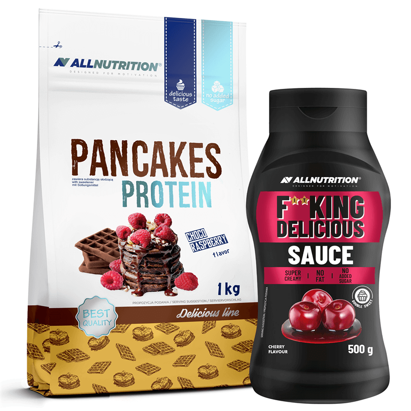 ALLNUTRITION Pancakes Protein 1000g + Fitking Delicious Sauce Cherry 500g