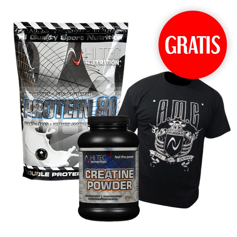 Hi-Tec Nutrition Protein 80 + Creatine Powder + T-shirt