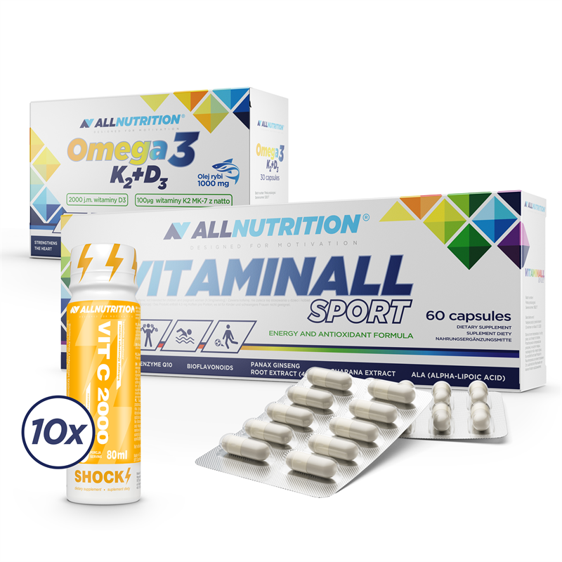 ALLNUTRITION Vitaminall Sport + Omega3 K2 D3 + 10xVitamin C Shot