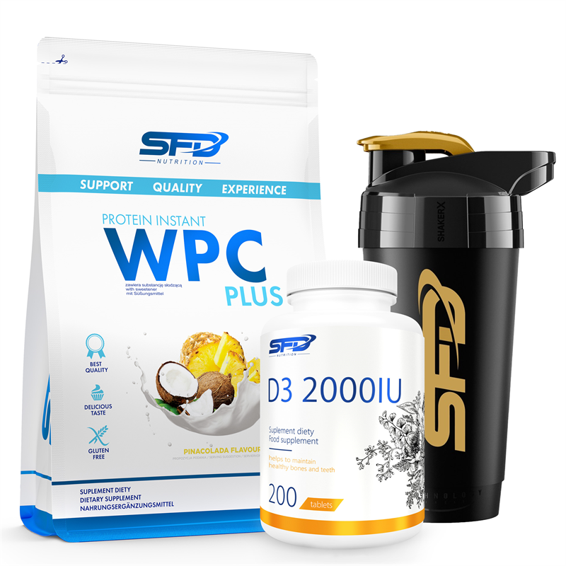 SFD NUTRITION WPC Protein Plus 750g+D3 2000 200tab+Shaker Premium