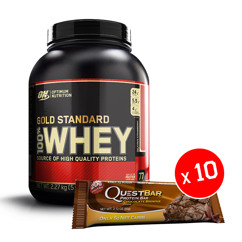 Optimum Nutrition Whey Gold Standard 100% + 10x Quest Bar