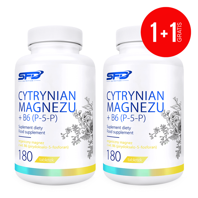 SFD NUTRITION 1+1 GRATIS Cytrynian Magnezu + B6(P-5-P) 180 tabletek