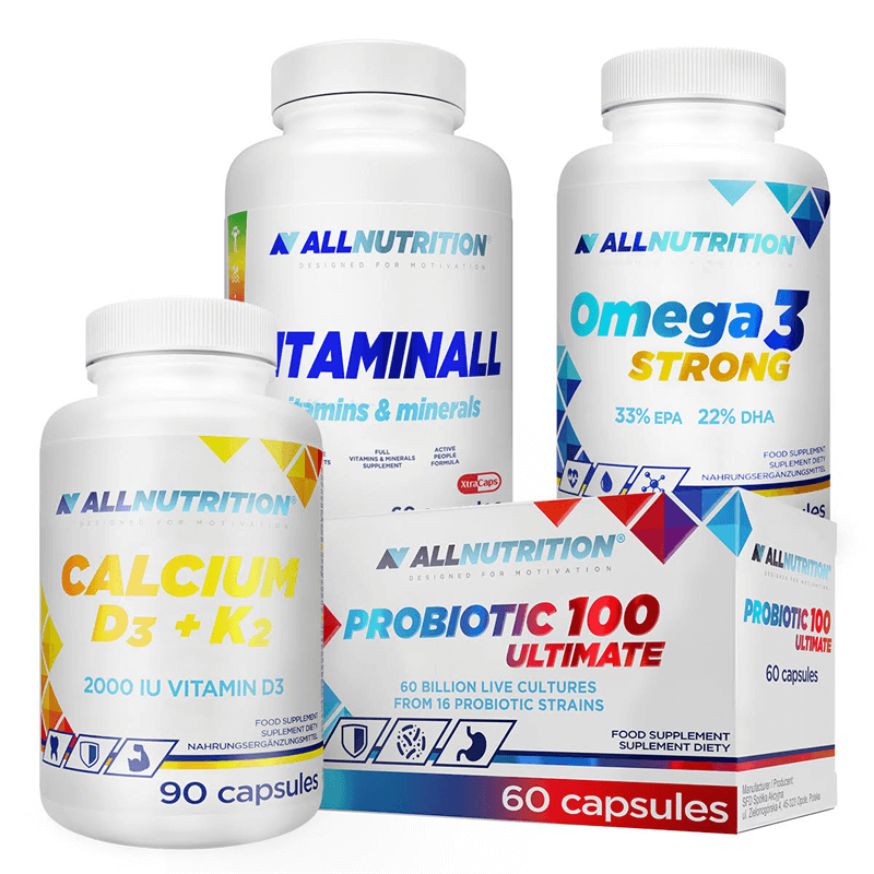 ALLNUTRITION VitaminALL 60caps + Probiotic 100 60cap + Omega 3 Strong 90cap + Calcium D3+K2 90caps