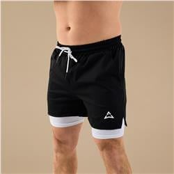 Spodenki 2w1 BLACK-WHITE